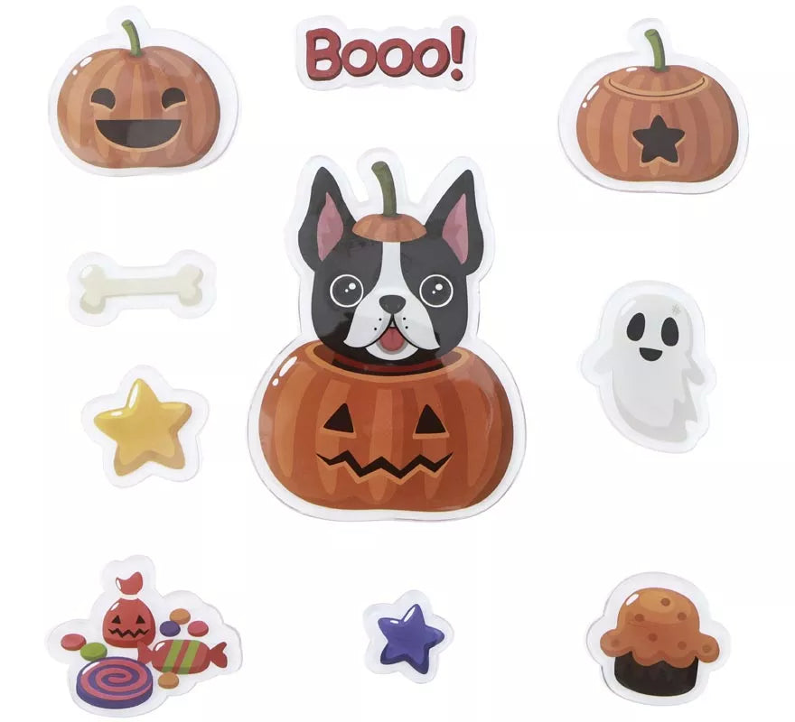 Translation missing: it.10 Pegatinas de Gel Calabaza con Perrito y Fantasma modelos surtidos