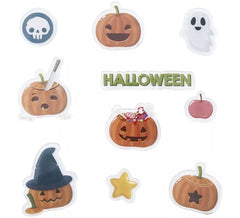10 adesivi in gel a forma di zucca di Halloween, modelli assortiti