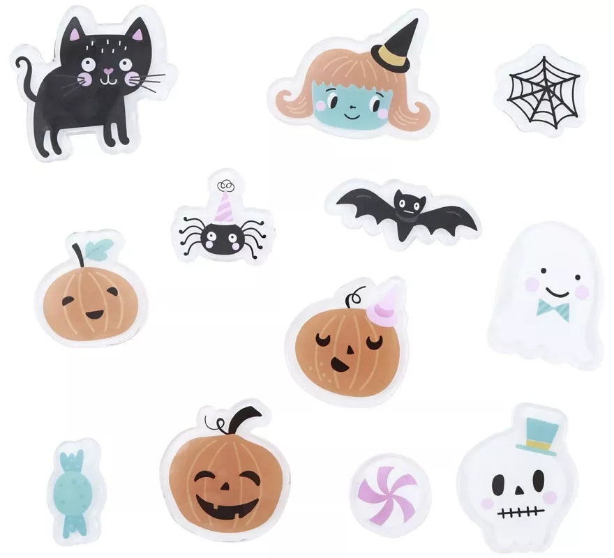 Translation missing: it.12 Pegatinas de Gel Calabazas y Fantasmas modelos surtidos