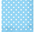 12 Servilletas Celestes con Topos Blancos de 33x33 cm