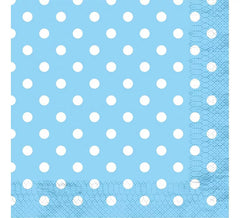 12 tovaglioli blu con pois bianchi di 33x33 cm