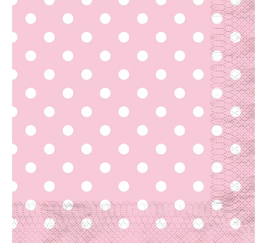 Translation missing: it.12 Servilletas Rosa con Topos Blancos 33x33