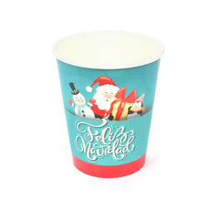 12 bicchieri di carta Merry Christmas blu e rosso da 270 ml