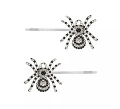 2 Clips de Arañas Brillantes plata para el Pelo de 7,5 cm