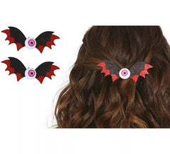 2 fermagli per capelli a forma di pipistrello con occhiello per ragazza