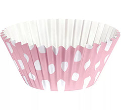 25 Recipientes para Cup Cake Rosas con Topos Blancos