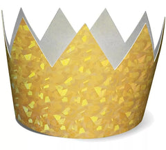 6 corone olografiche dorate di cartone di 7 cm