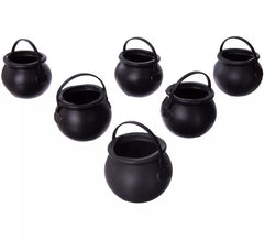 6 Mini Calderos Negros de 5x7x7 cm