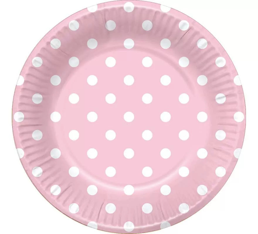 Translation missing: it.6 Platos Rosas con Topos Blancos 22 cm