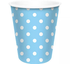 6 vasi celesti con pois bianchi da 250 ml