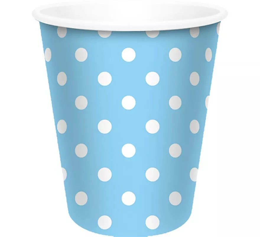 Translation missing: it.6 Vasos Celestes con Topos Blancos de 250 ml