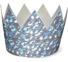 7 corone in cartoncino olografico argento da 7 cm
