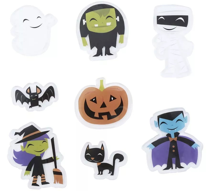 Translation missing: it.8 Pegatinas de Gel Frankestein, Bruja y Vampiro modelos surtidos