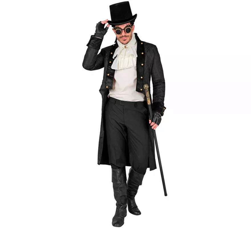 Translation missing: it.Abrigo Victoriano negro para hombre