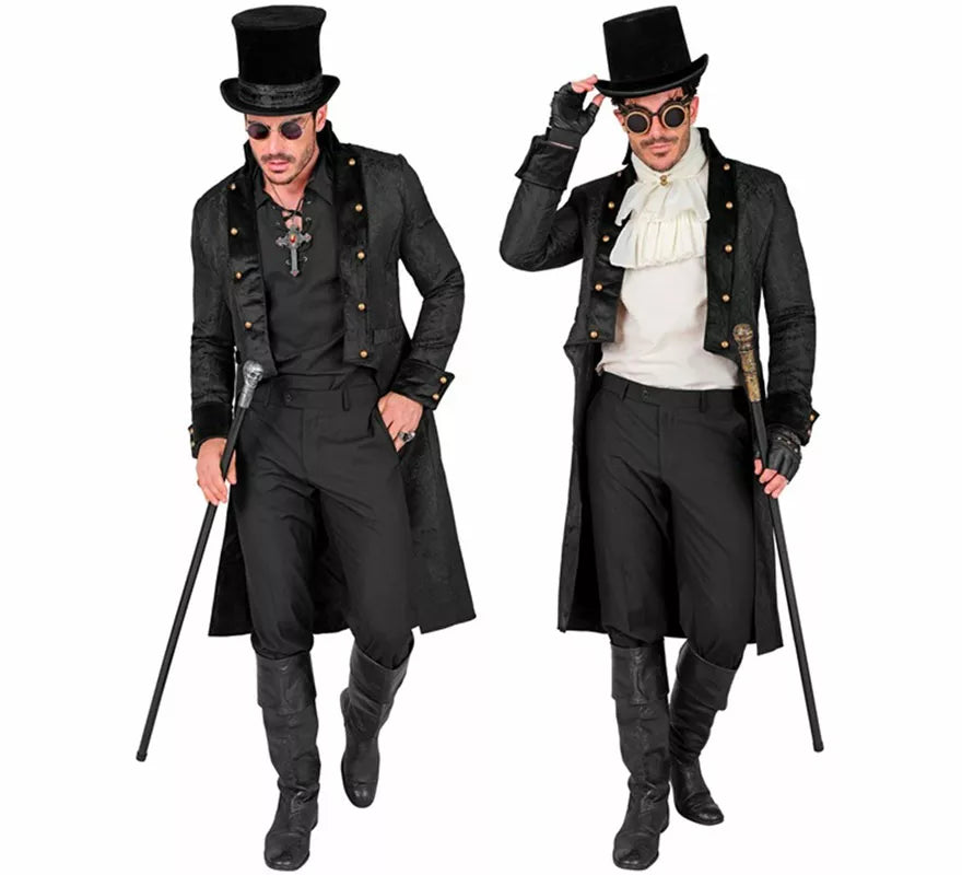 Translation missing: it.Abrigo Victoriano negro para hombre