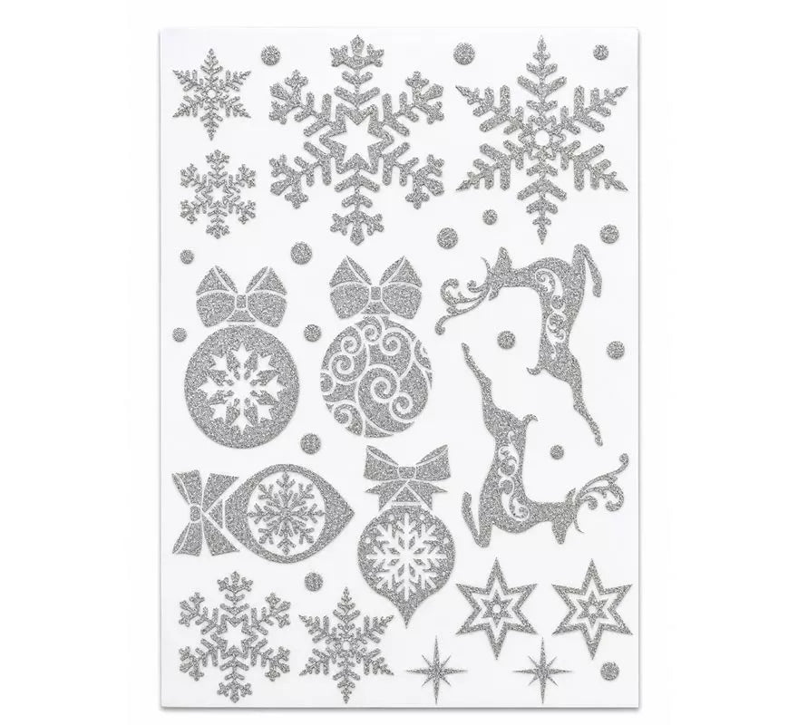 Translation missing: it.Adhesivo Decorativo Navideño con Purpurina plateada de 30x40 cm