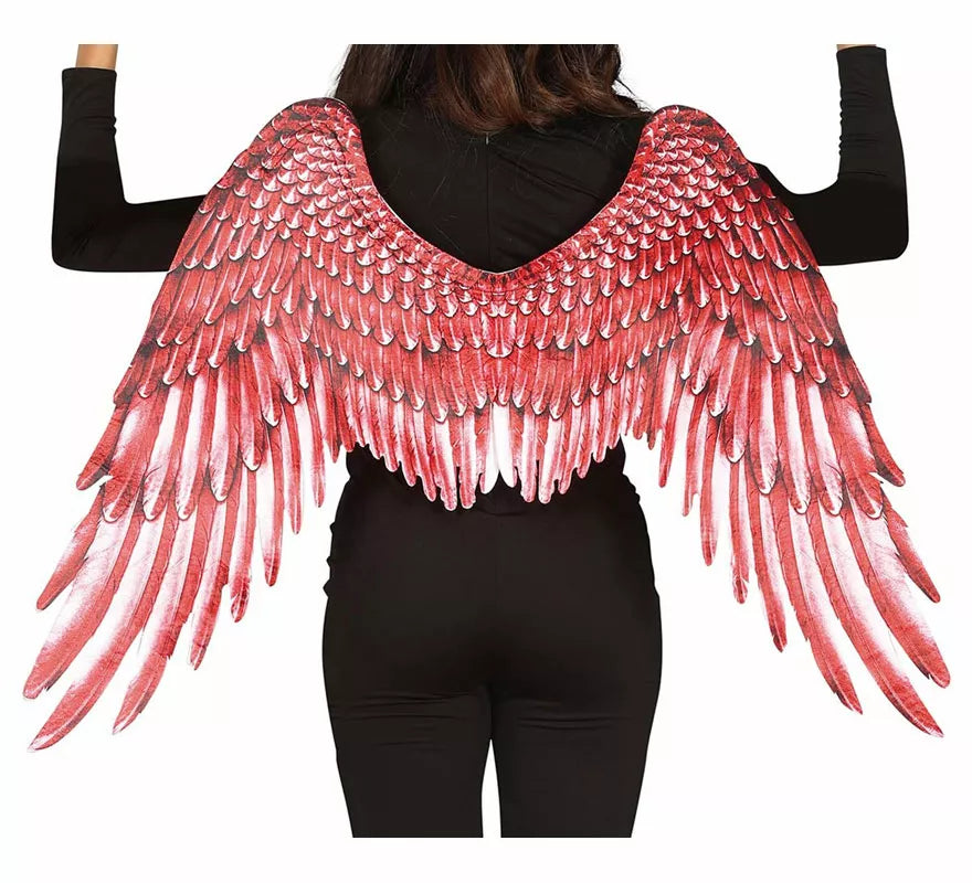 Alas de Plumas con Tela Roja de 105X45 cm