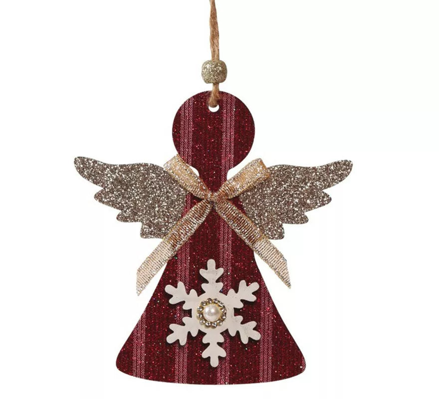 Translation missing: es.Angelito Rojo de Madera Colgante de 12 cms