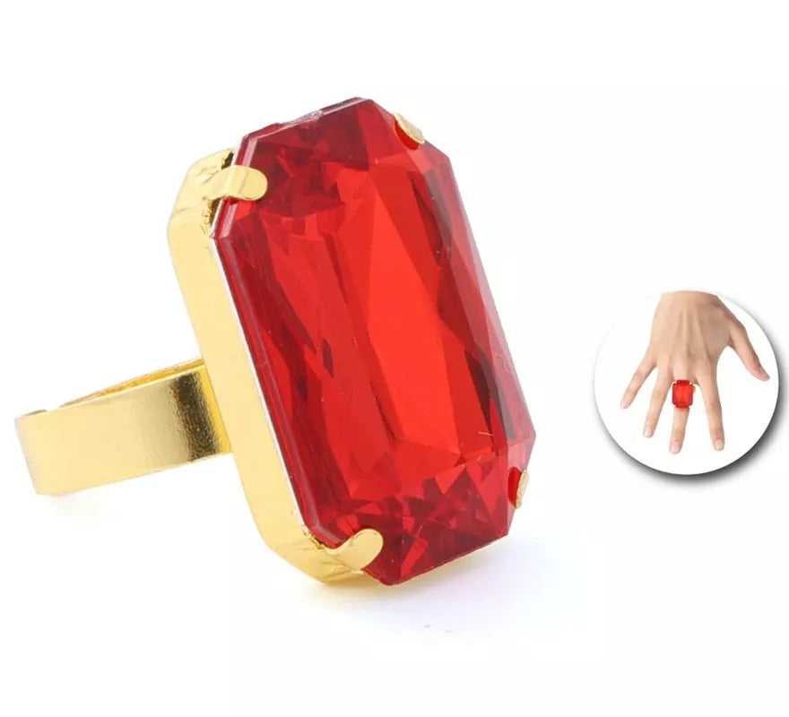 Translation missing: it.Anillo con piedra roja rectangular