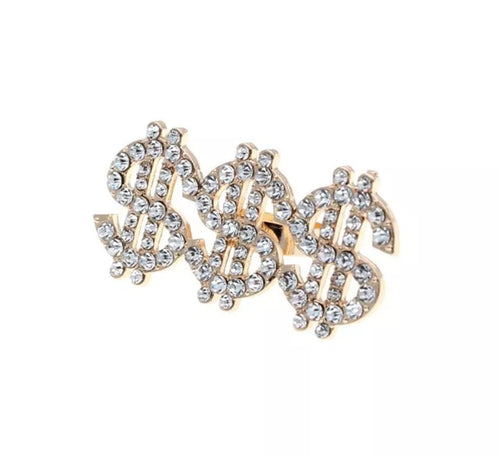 Anillo con símbolo de dólar brillante