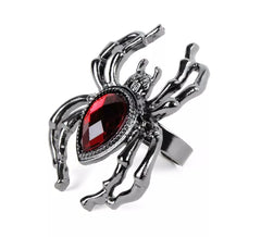 Anello ragno in metallo finto rubino