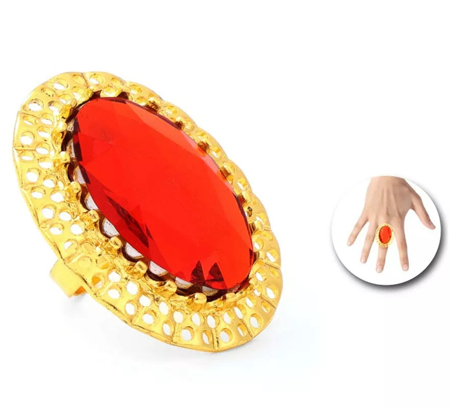 Translation missing: it.Anillo dorado brillante con piedra roja