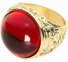 Anello d'oro con gemma rossa