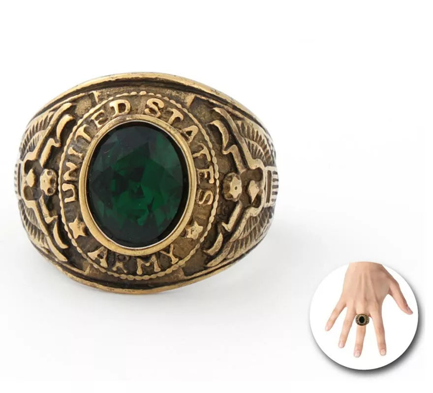 Translation missing: es.Anillo Medieval con piedra verde