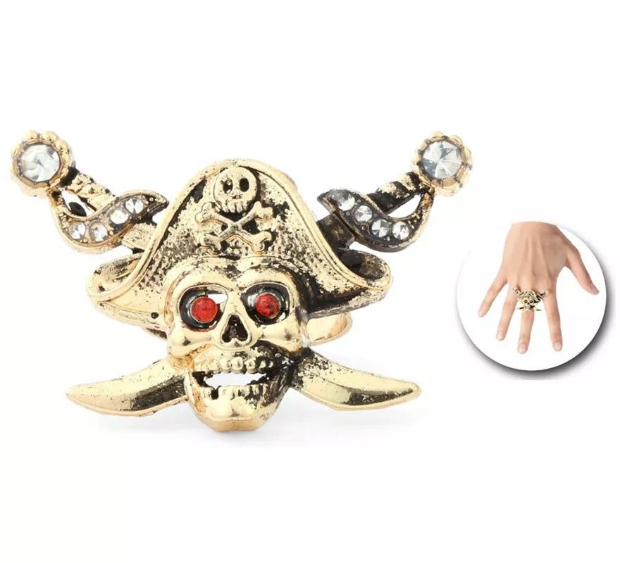Translation missing: es.Anillo Pirata con calavera y espadas