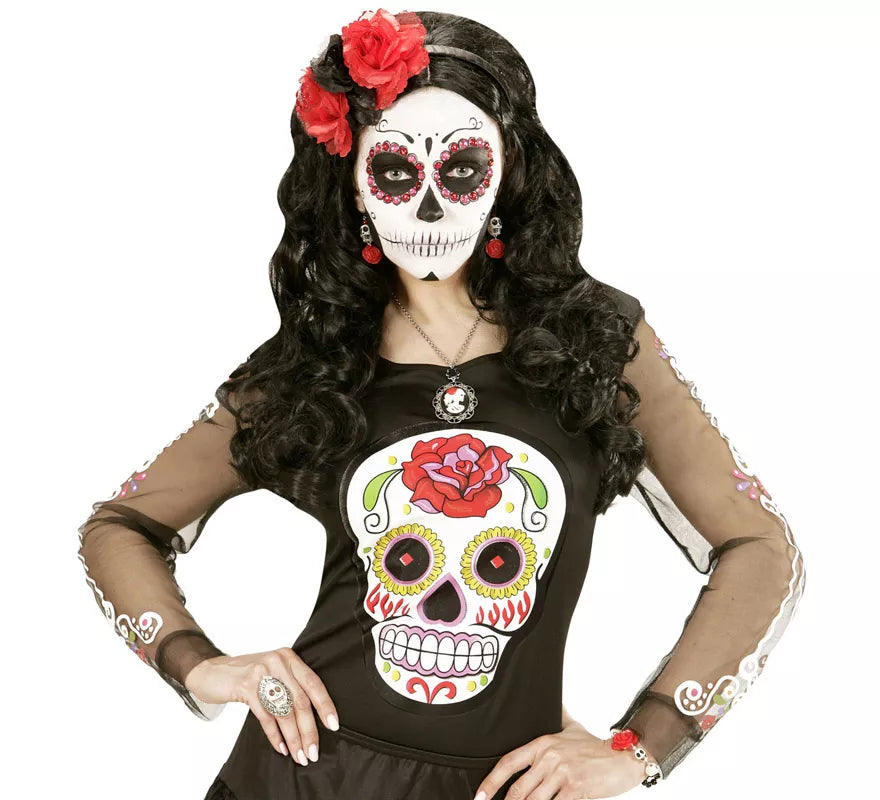 Translation missing: es.Anillo Plateado con Calavera Blanca y Pedrería