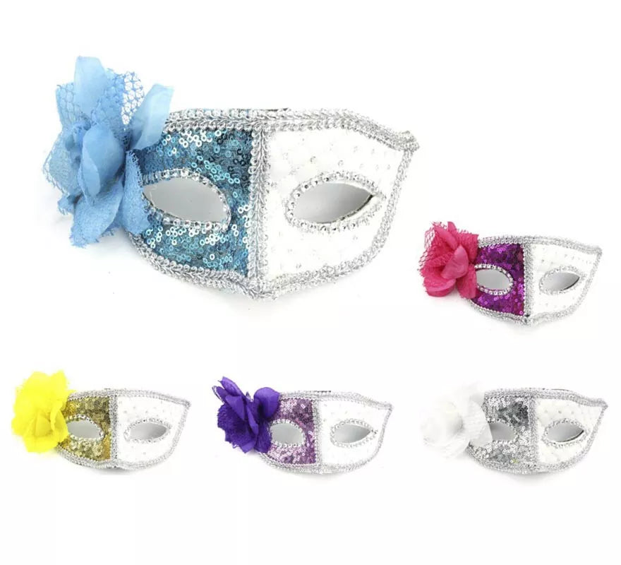 Translation missing: it.Antifaz Carnaval blanco con Flor colores surtidos