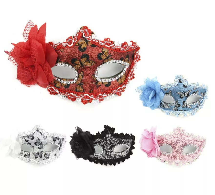Translation missing: it.Antifaz Carnaval Flor con detalles plateados colores surtidos