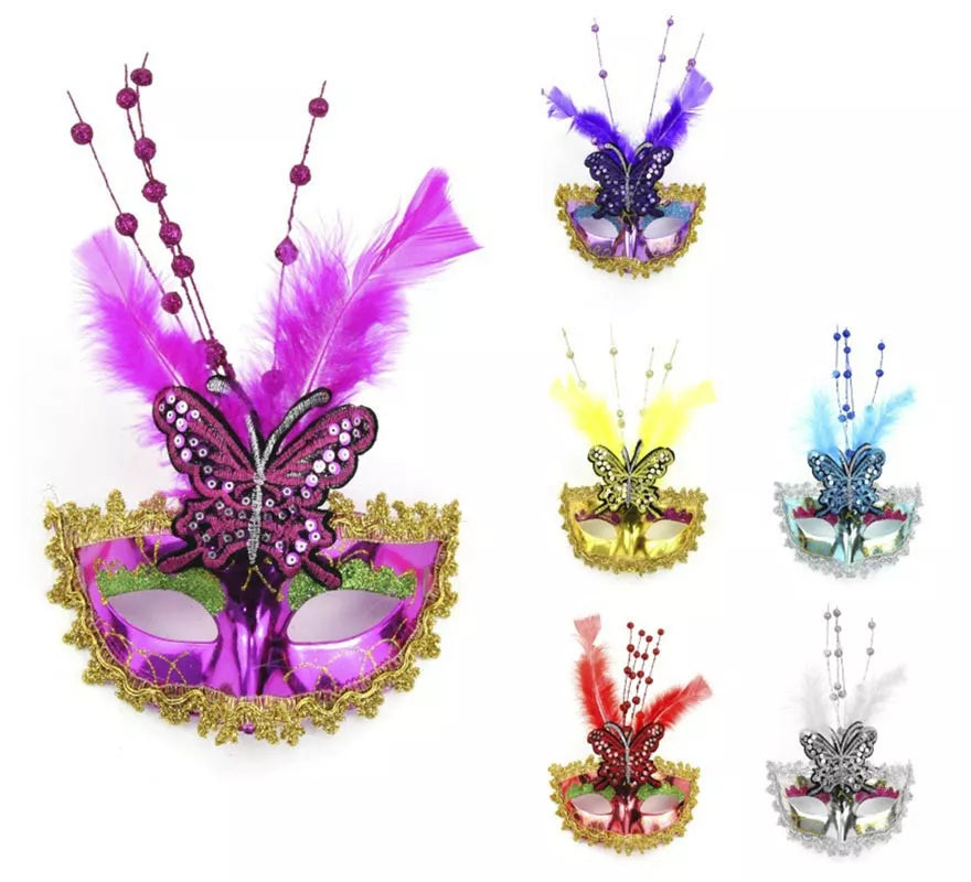 Translation missing: it.Antifaz Carnaval Mariposa con plumas colores surtidos