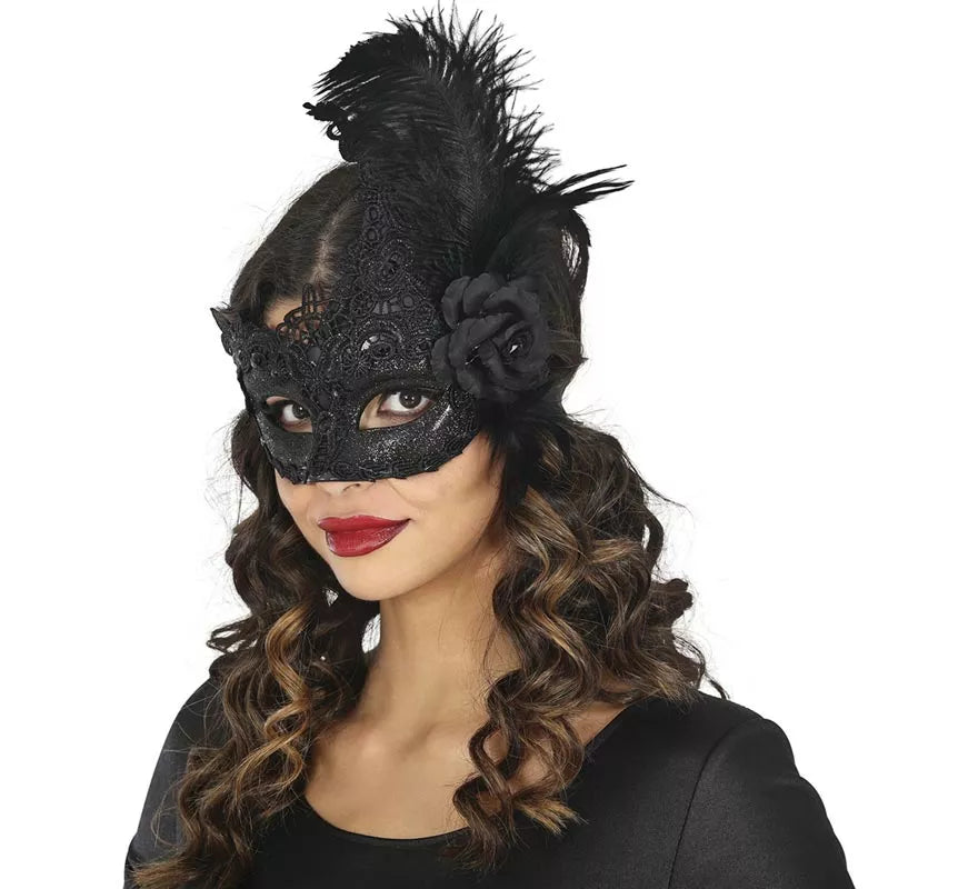 Translation missing: it.Antifaz con Plumas negro