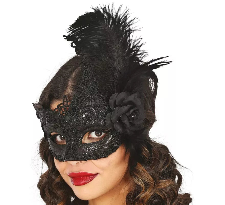 Translation missing: it.Antifaz con Plumas negro