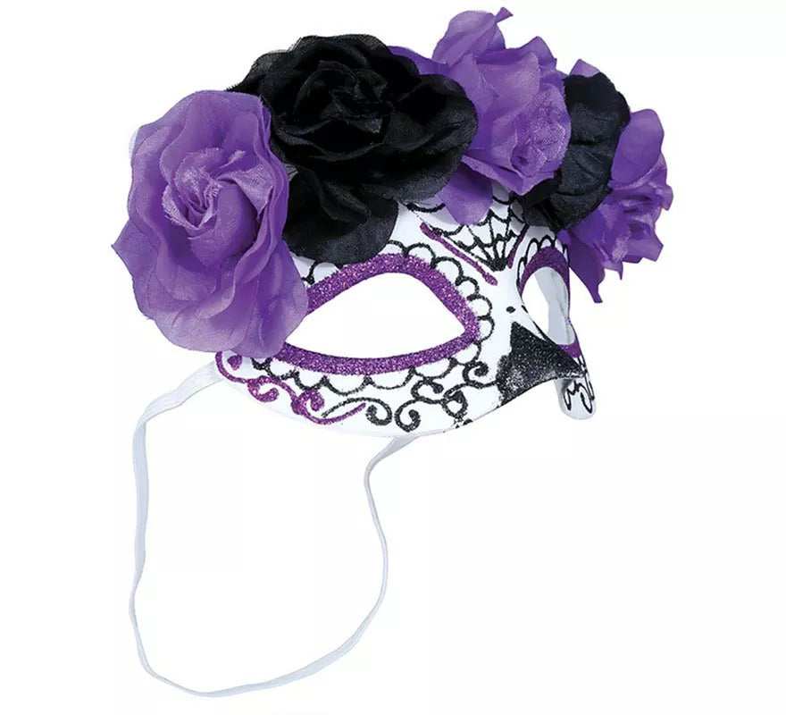 Translation missing: it.Antifaz de Catrina Flores lila y negras