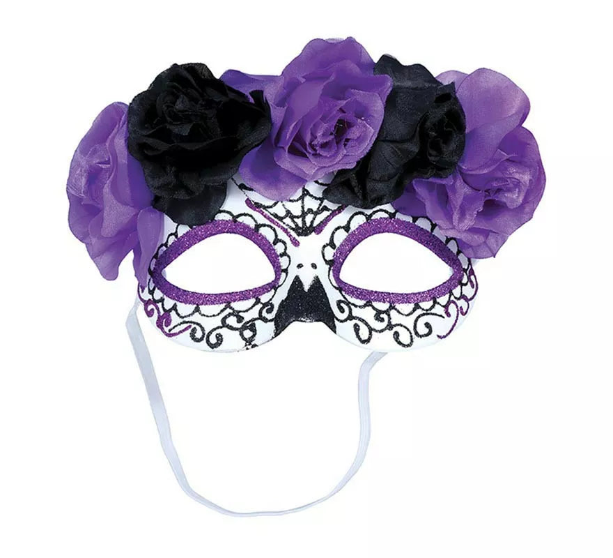 Translation missing: it.Antifaz de Catrina Flores lila y negras