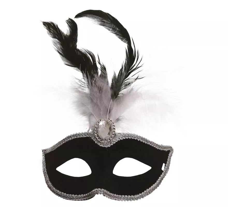 Translation missing: it.Antifaz de Terciopelo Negro con Plumas
