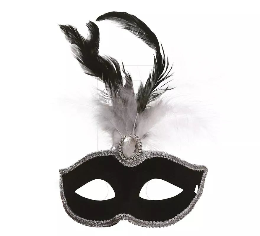 Translation missing: it.Antifaz de Terciopelo Negro con Plumas