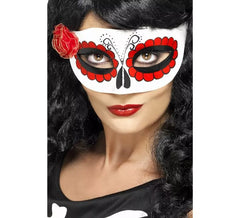 Maschera del giorno dei morti con rosa