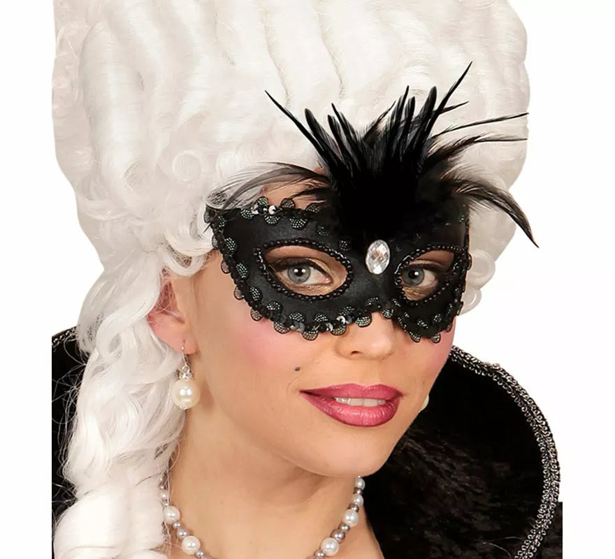 Translation missing: it.Antifaz Elegante negro con Plumas
