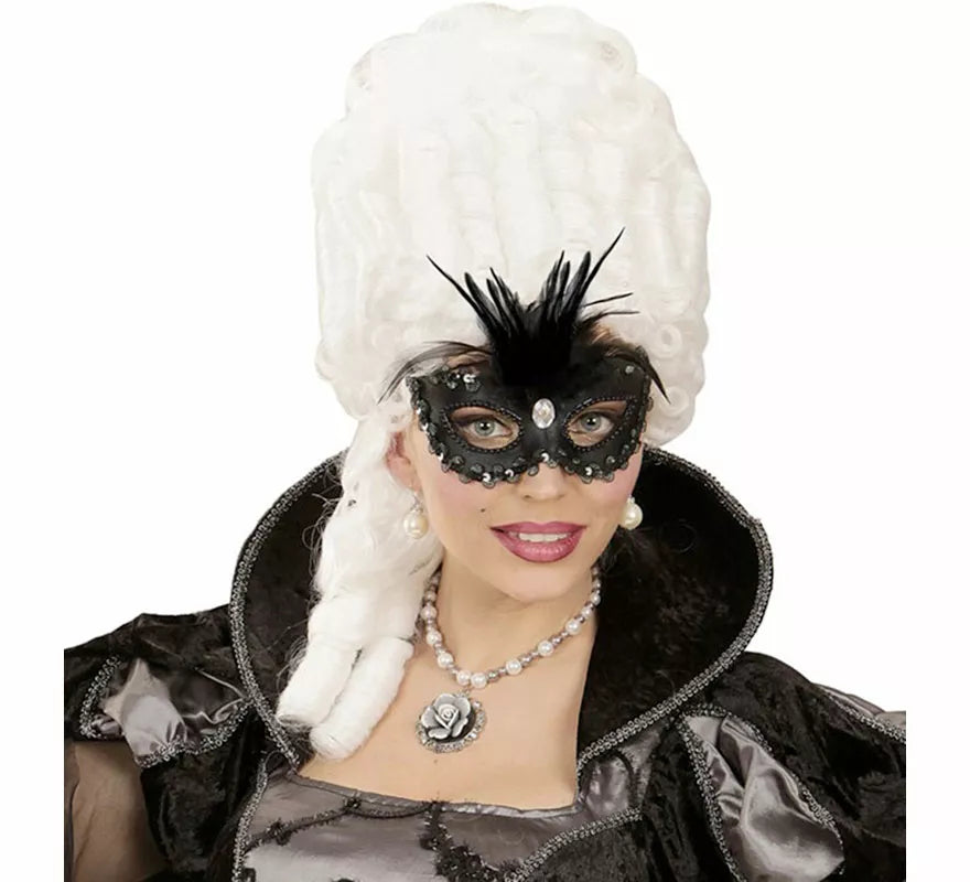 Translation missing: it.Antifaz Elegante negro con Plumas