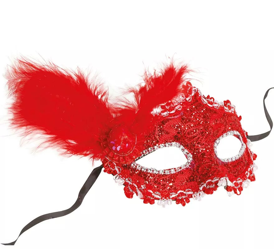 Translation missing: es.Antifaz Rojo con Pluma