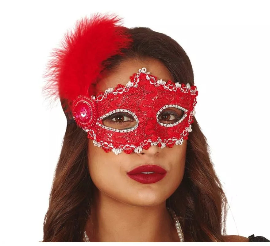 Translation missing: it.Antifaz Rojo con Pluma