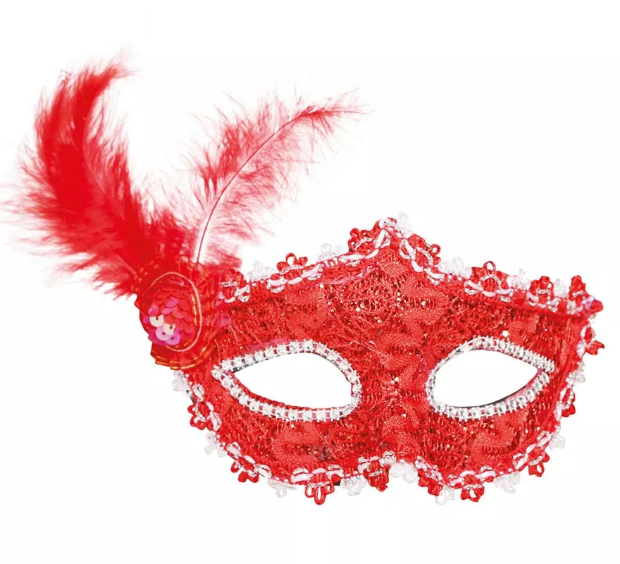 Translation missing: it.Antifaz Rojo con Pluma