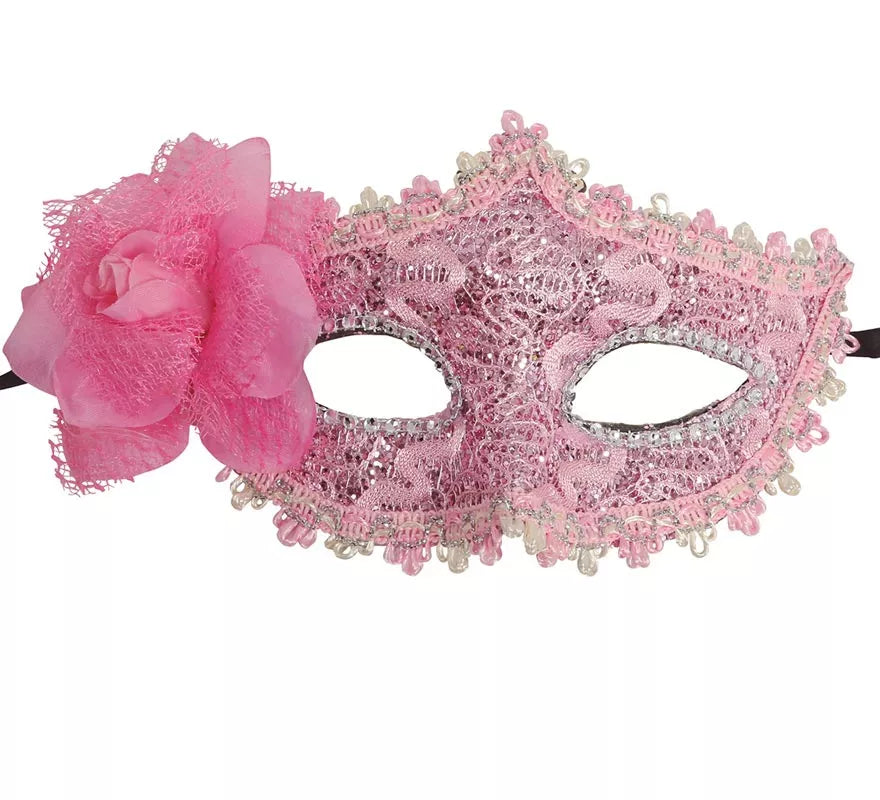 Translation missing: es.Antifaz Rosa con Flor