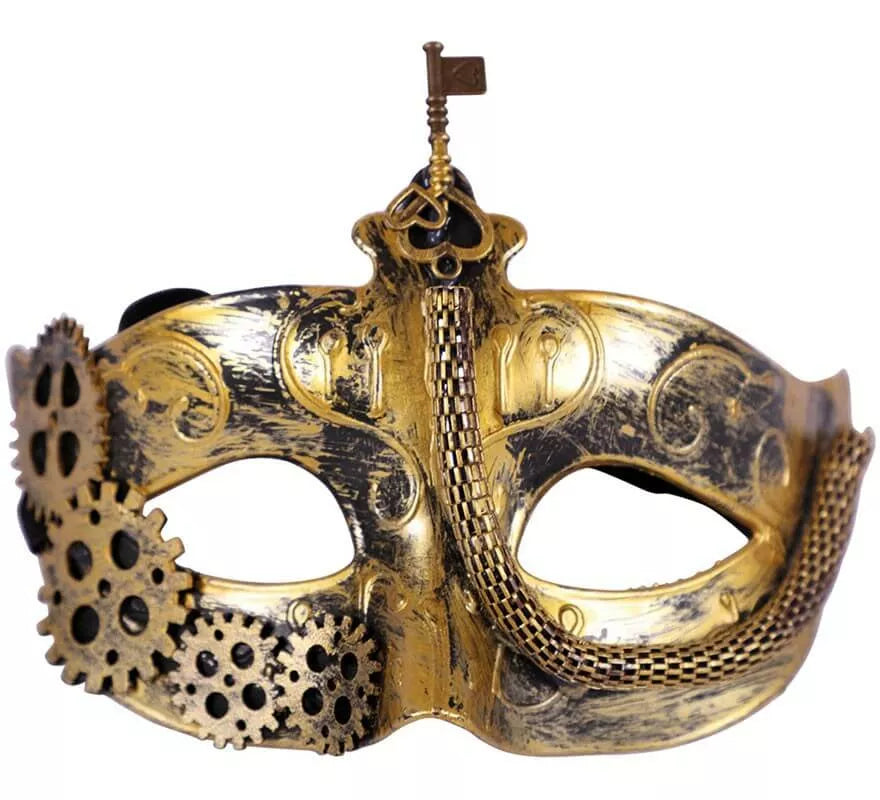 Translation missing: es.Antifaz Steampunk Dorado de 16 cm