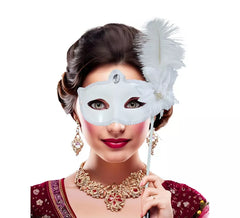 Maschera veneziana con bastone in vari colori