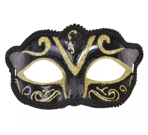 Antifaz Veneciano dorado y negro adulto