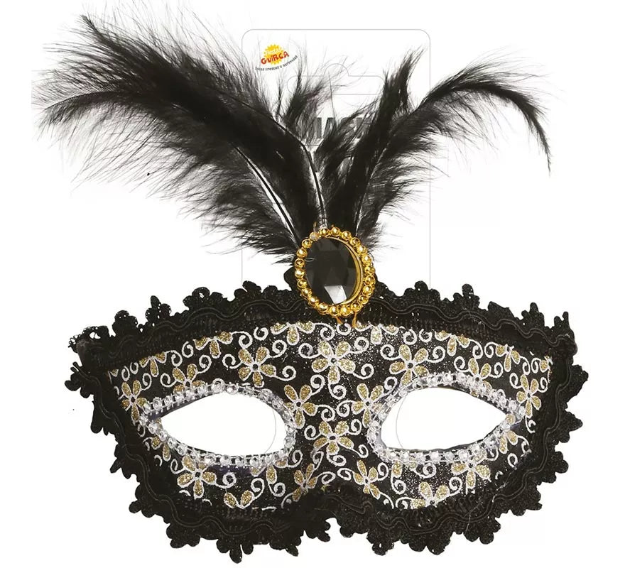 Translation missing: it.Antifaz Veneciano negro con pluma